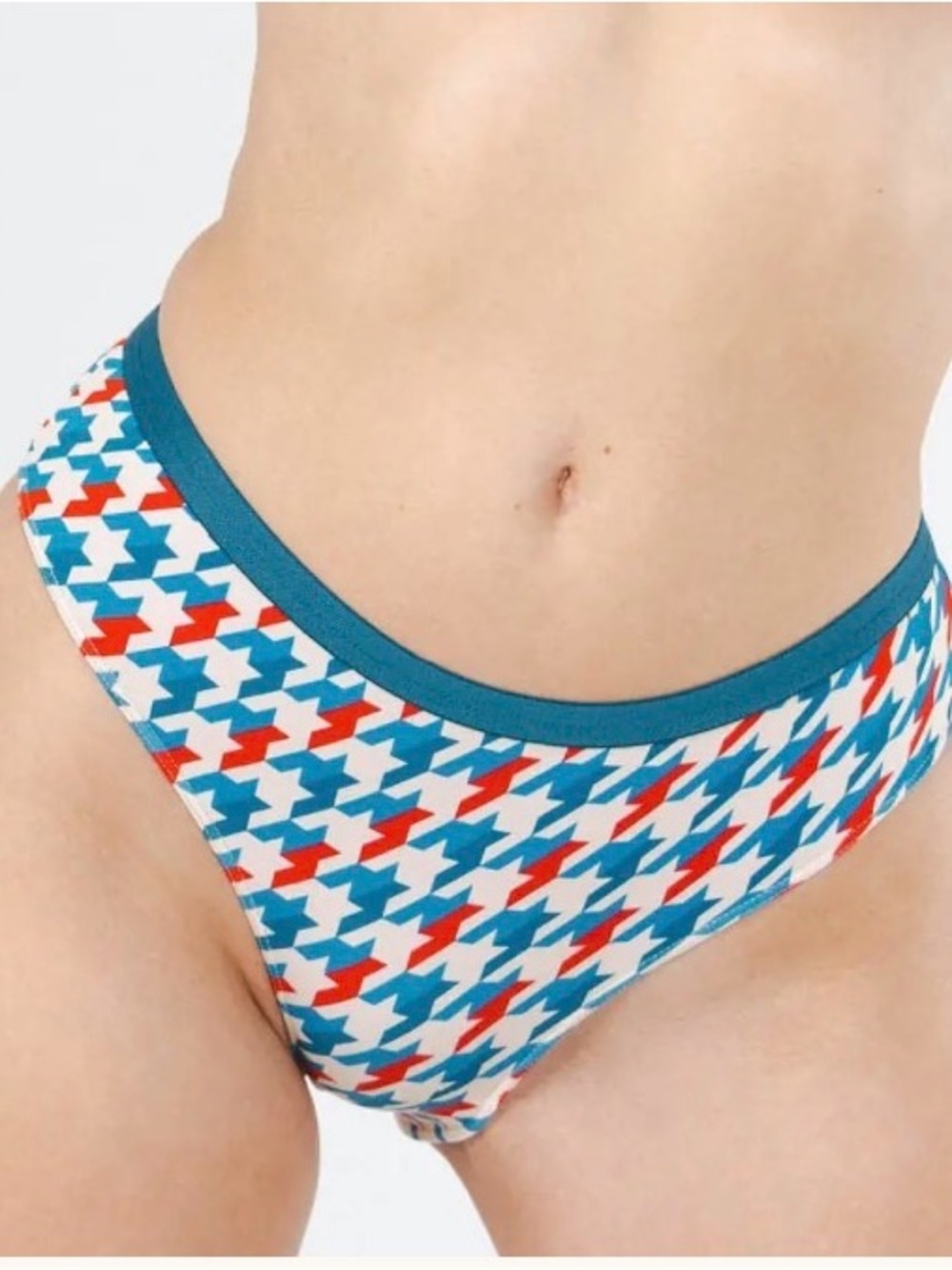 7️⃣3️⃣6️⃣ Houndstooth Cheeky Panty - Teal & Red